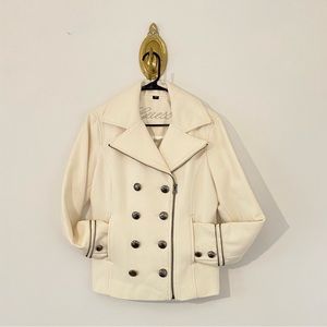 Guess double breasted zip detail short pea coat